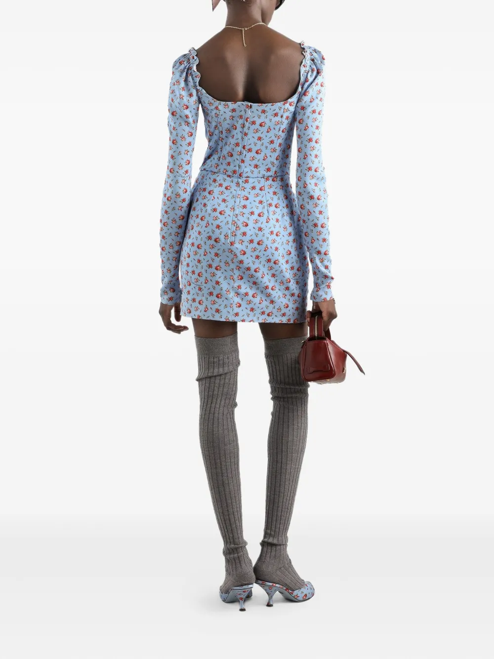 Dolce & Gabbana Jurk met bloemenprint en lange mouwen Blauw