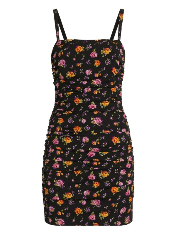 knee length dresses for ladies Mini Dress Blue Floral Melody Ruched Mini Dress Size 14