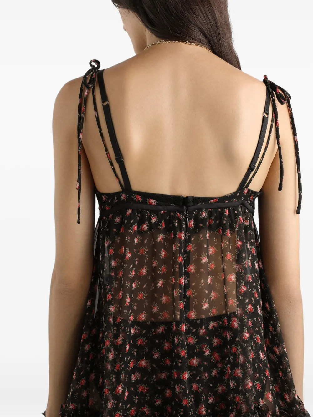 ruffled floral mini dress