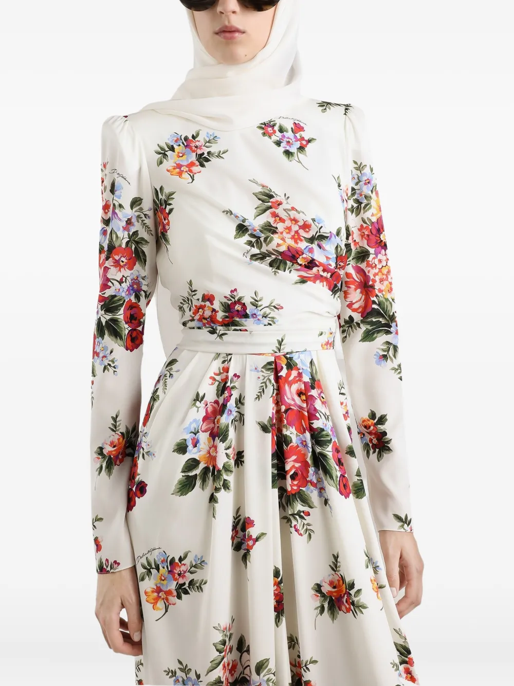 Dolce & Gabbana Maxi-jurk met bloemenprint Wit