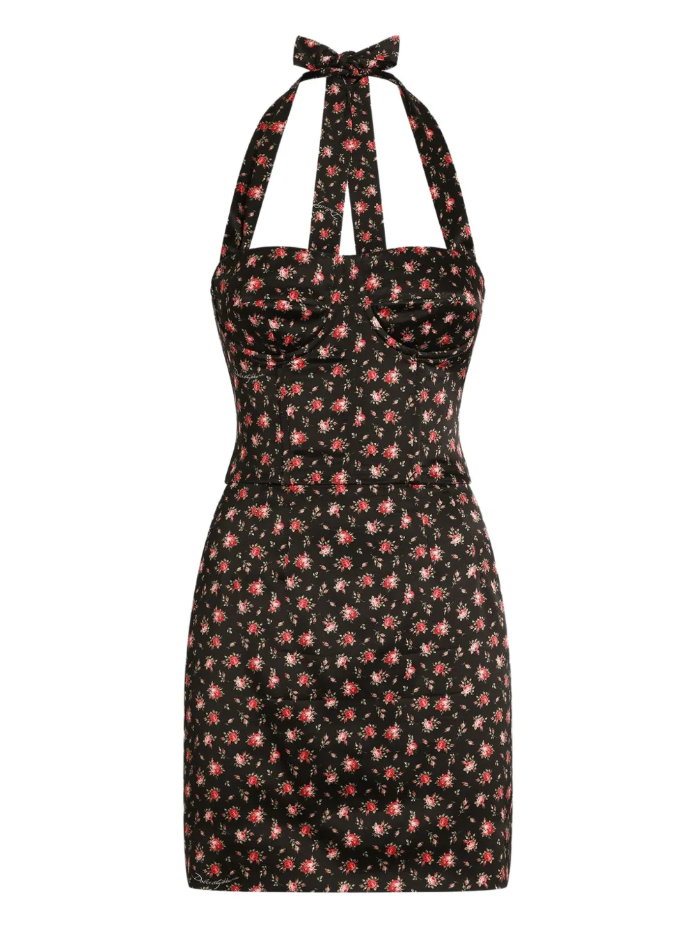 Dolce & Gabbana Floral-print Mini Dress In Black