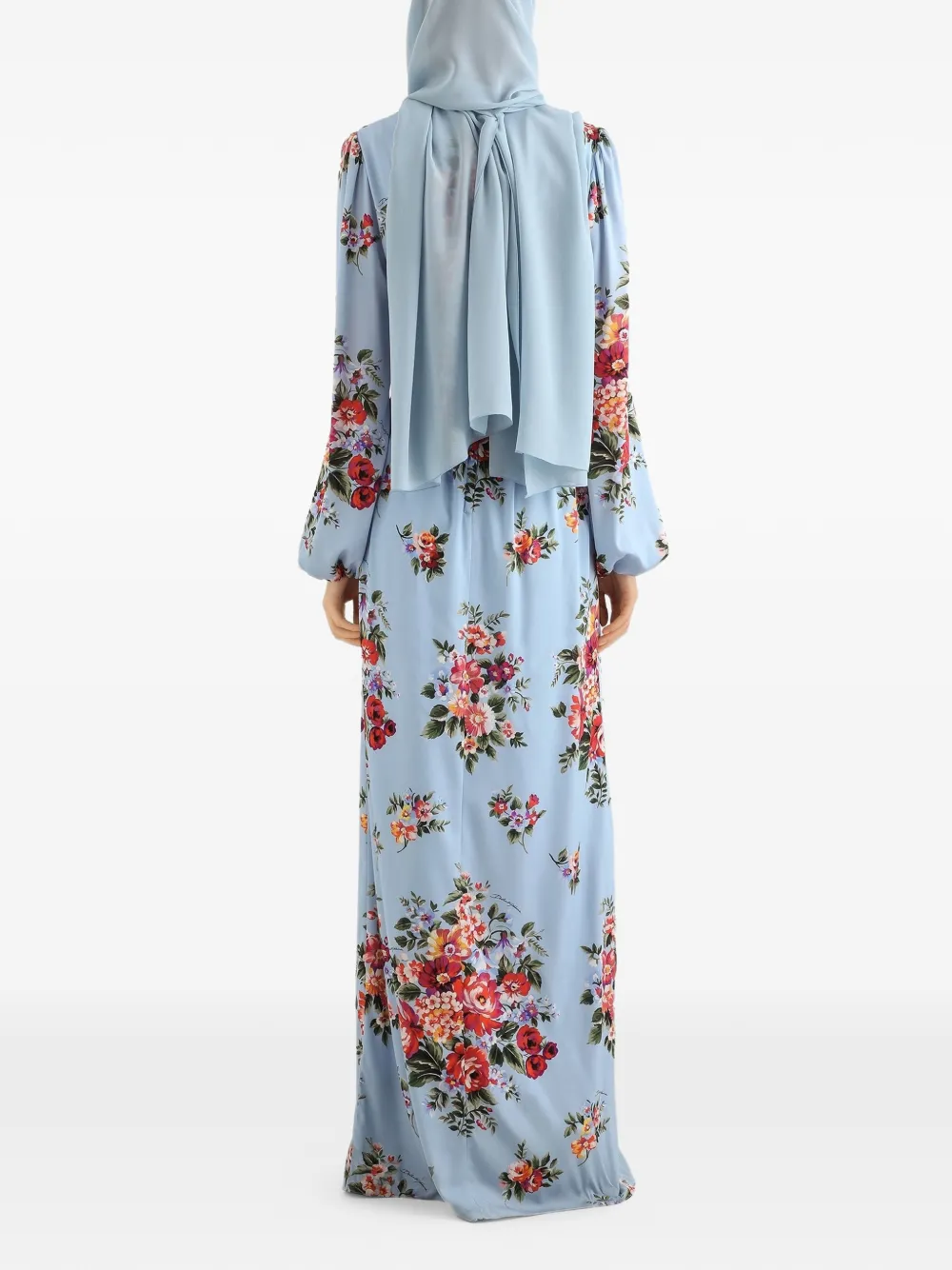 Dolce & Gabbana Maxi-jurk met bloemenprint en ceintuur Blauw