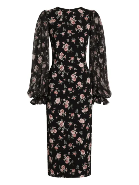 Dolce & Gabbana puff-sleeve floral midi dress