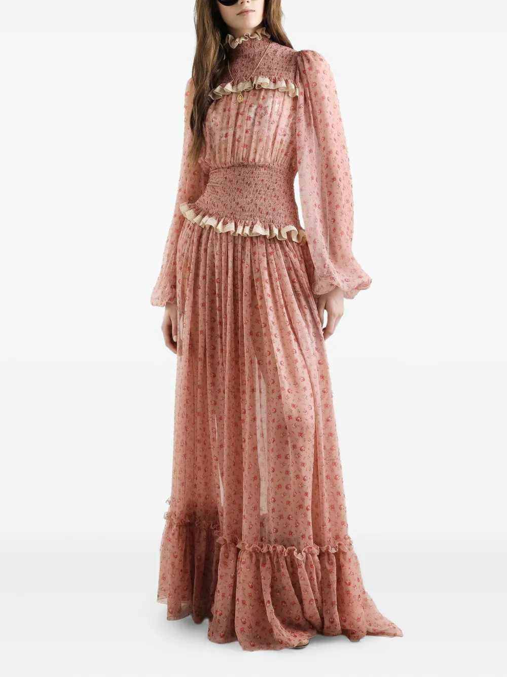 Dolce & Gabbana Maxi-jurk met ruches en bloemenprint - Roze