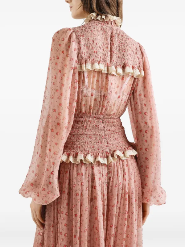 Dolce & Gabbana Ruffled Floral Maxi Dress | Pink | FARFETCH