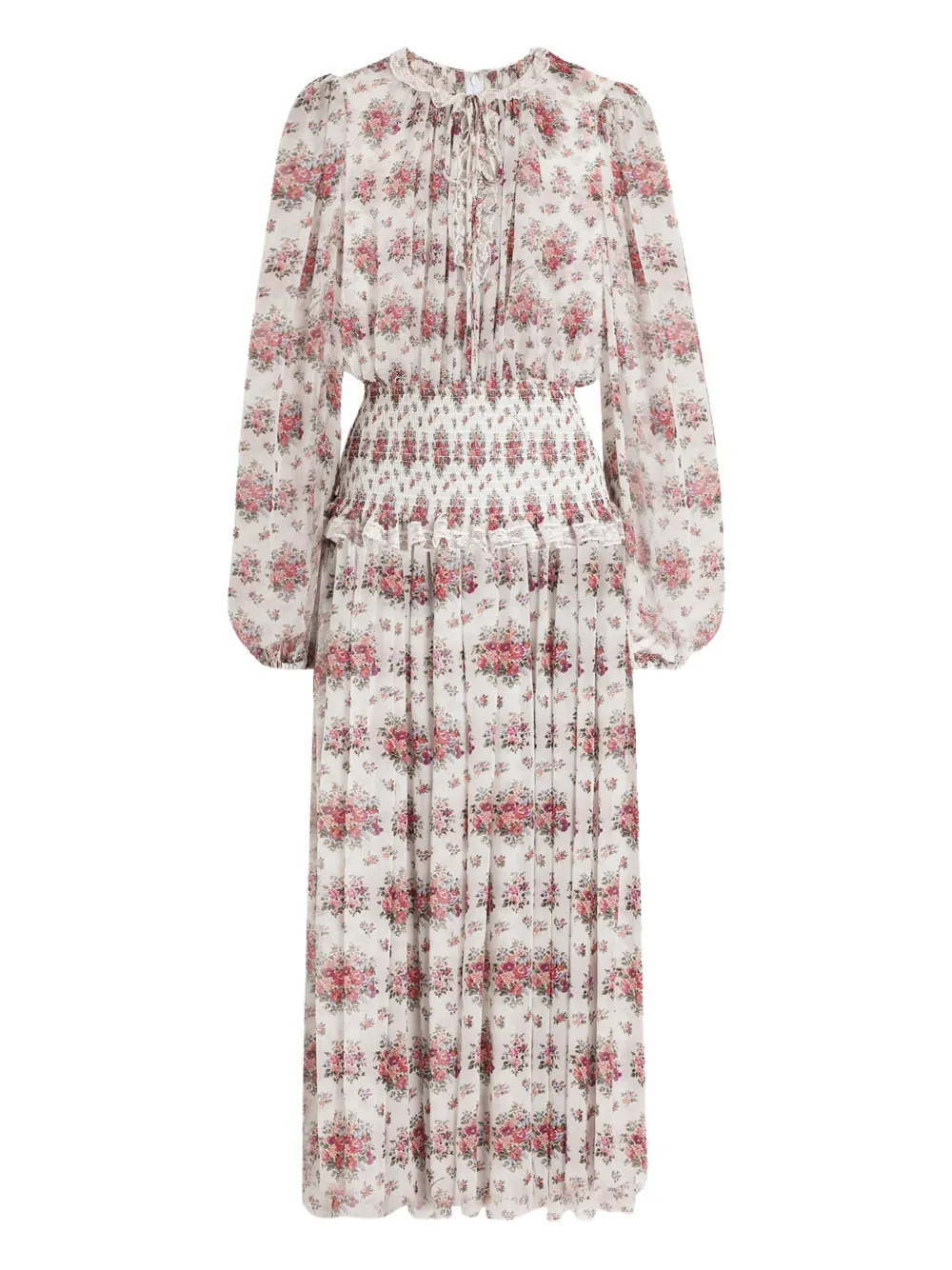 Dolce & Gabbana Midikleid mit Blumenstrauß-Print - Weiß