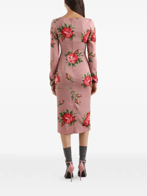 Dolce & Gabbana フローラル ロングスリーブドレス | ピンク | FARFETCH JP