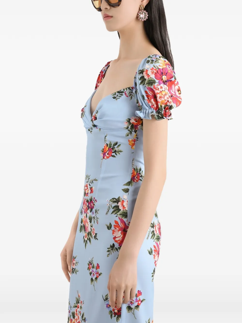 Dolce & Gabbana Midi-jurk met pofmouwen Blauw