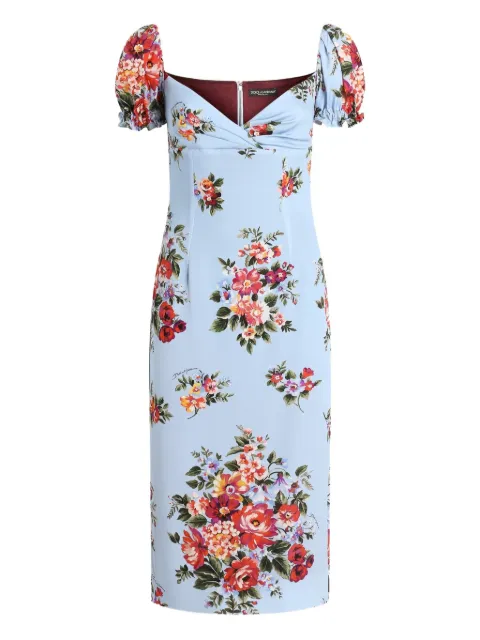 Dolce & Gabbana Vestido midi floral com mangas bufantes
