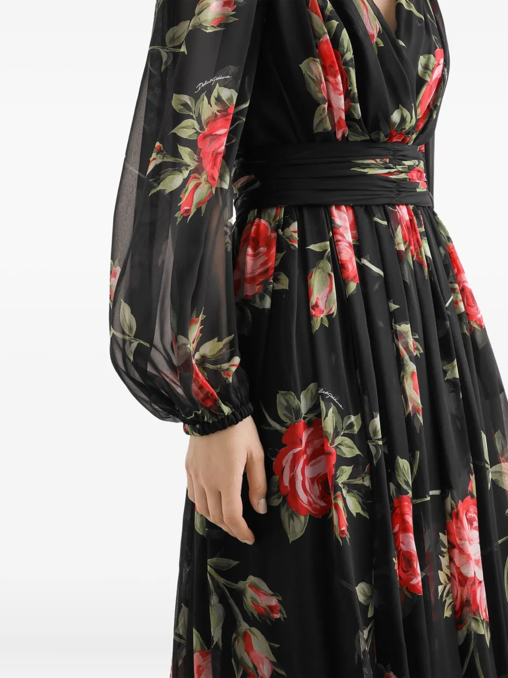 Dolce & Gabbana Maxi-jurk met bloemenprint Zwart