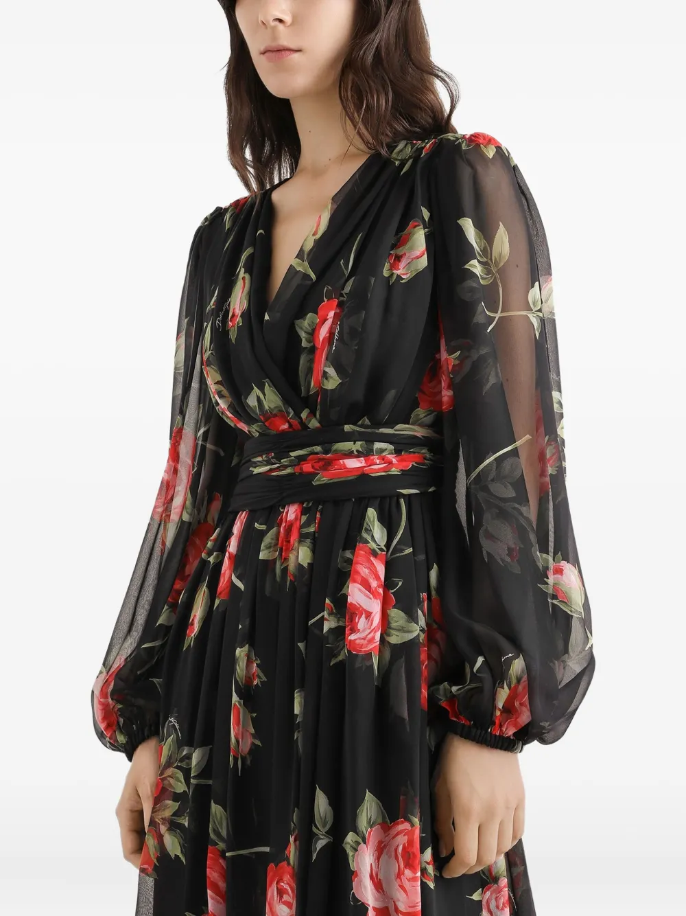 Dolce & Gabbana Maxi-jurk met bloemenprint Zwart