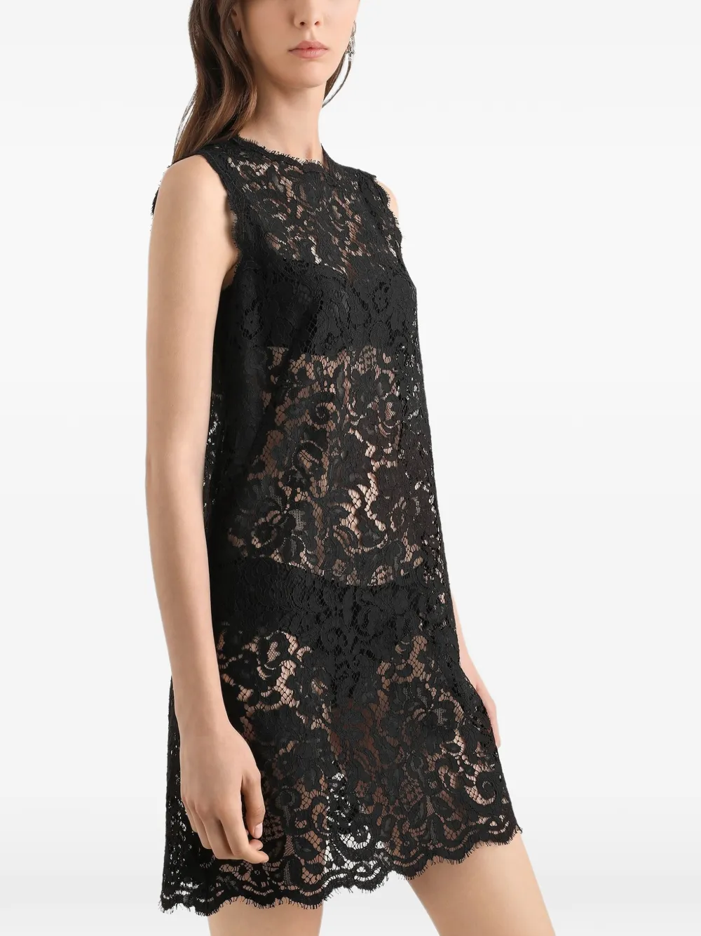 Lace Zip-Fastening Mini Dress