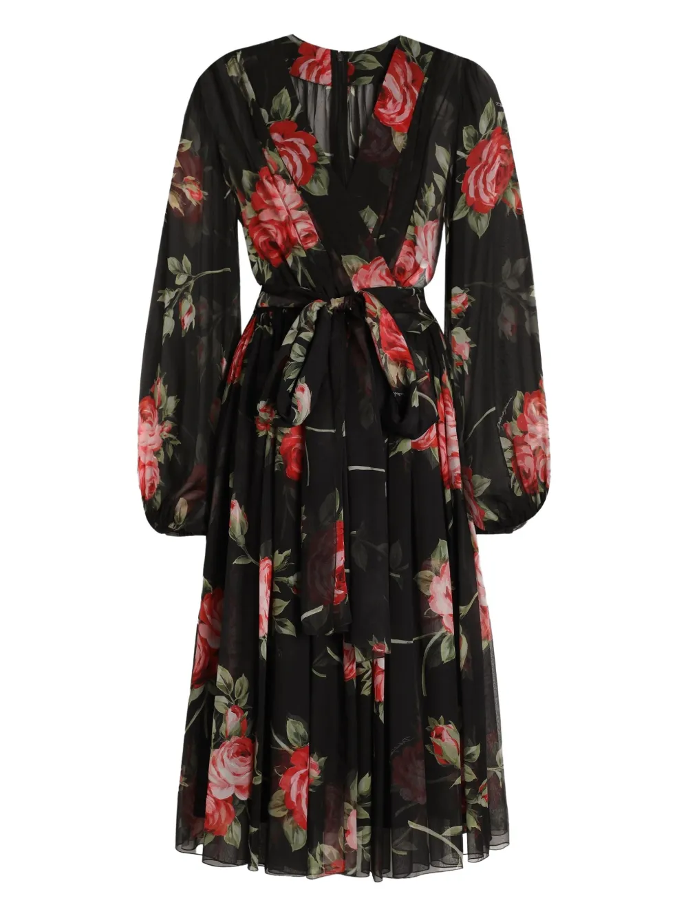 Dolce & Gabbana Abito midi a fiori - Nero