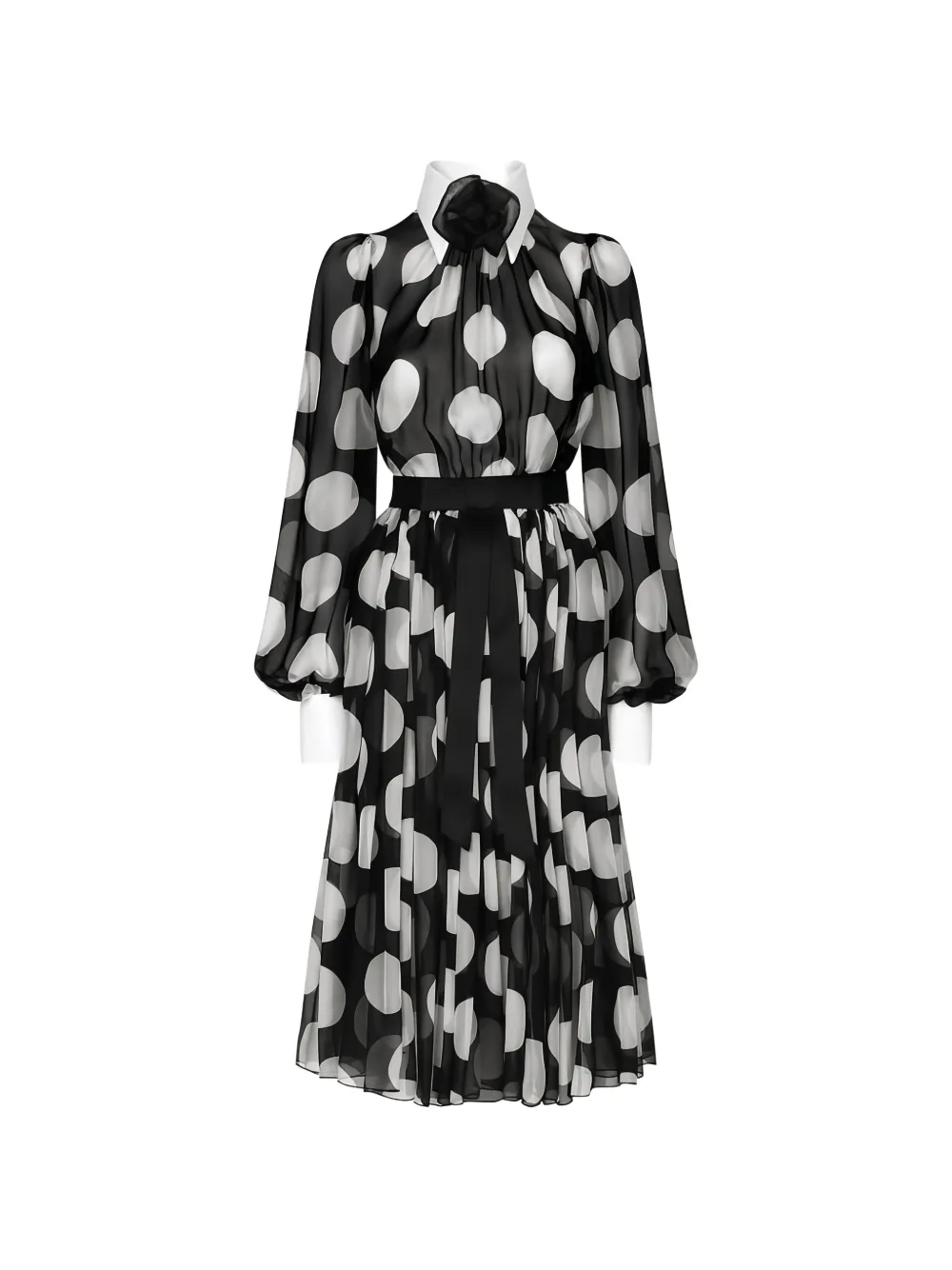 Dolce & Gabbana Midi-jurk met bloemenprint Zwart