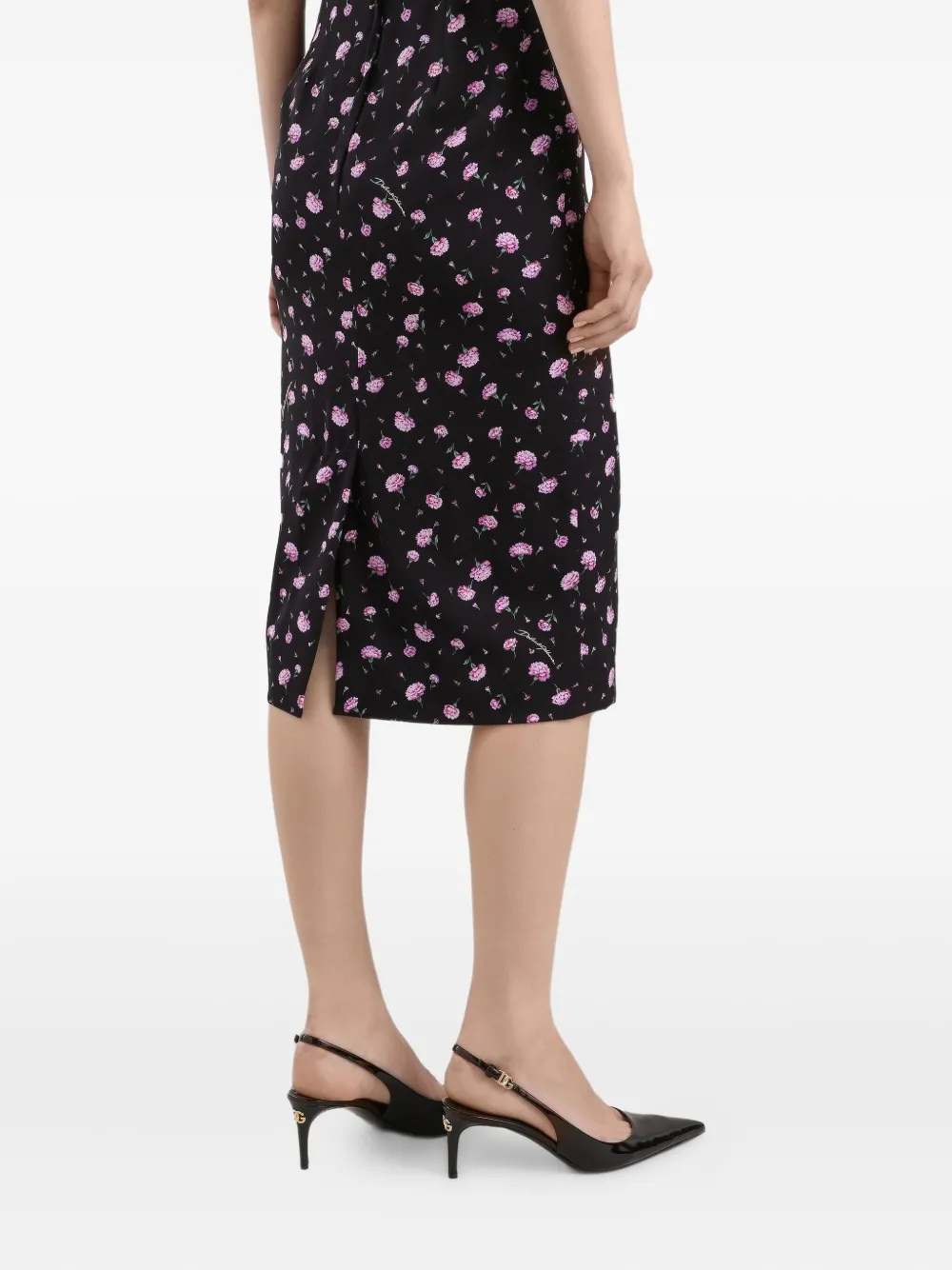 Dolce & Gabbana Floral-print Midi Dress In Black