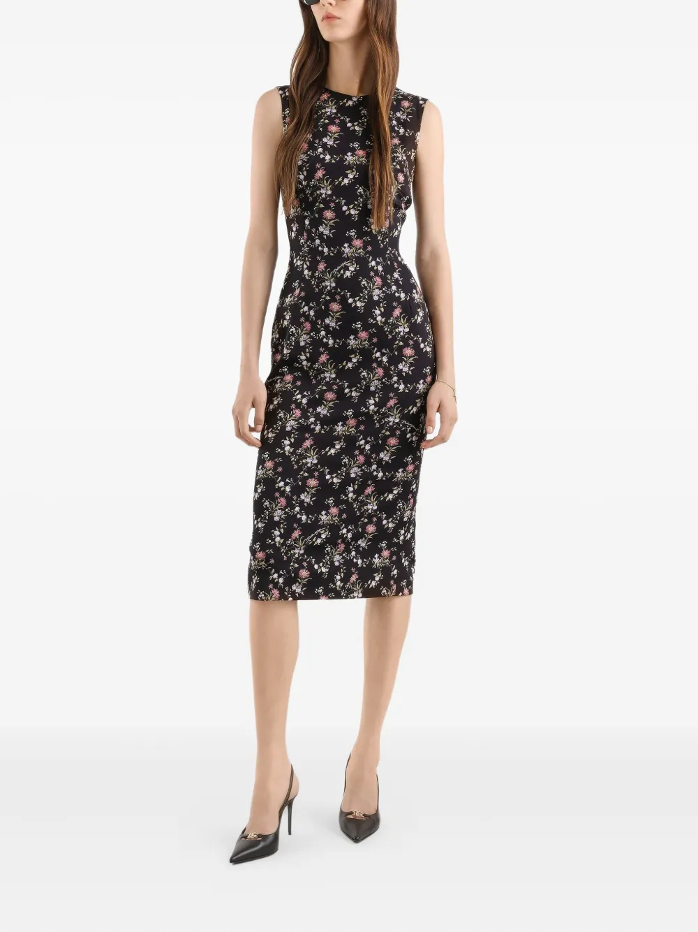Dolce & Gabbana floral sleeveless midi dress - Black