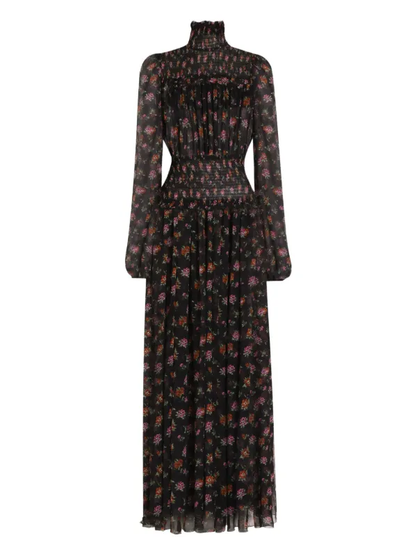 Dolce & Gabbana Floral Print Maxi Dress - Black