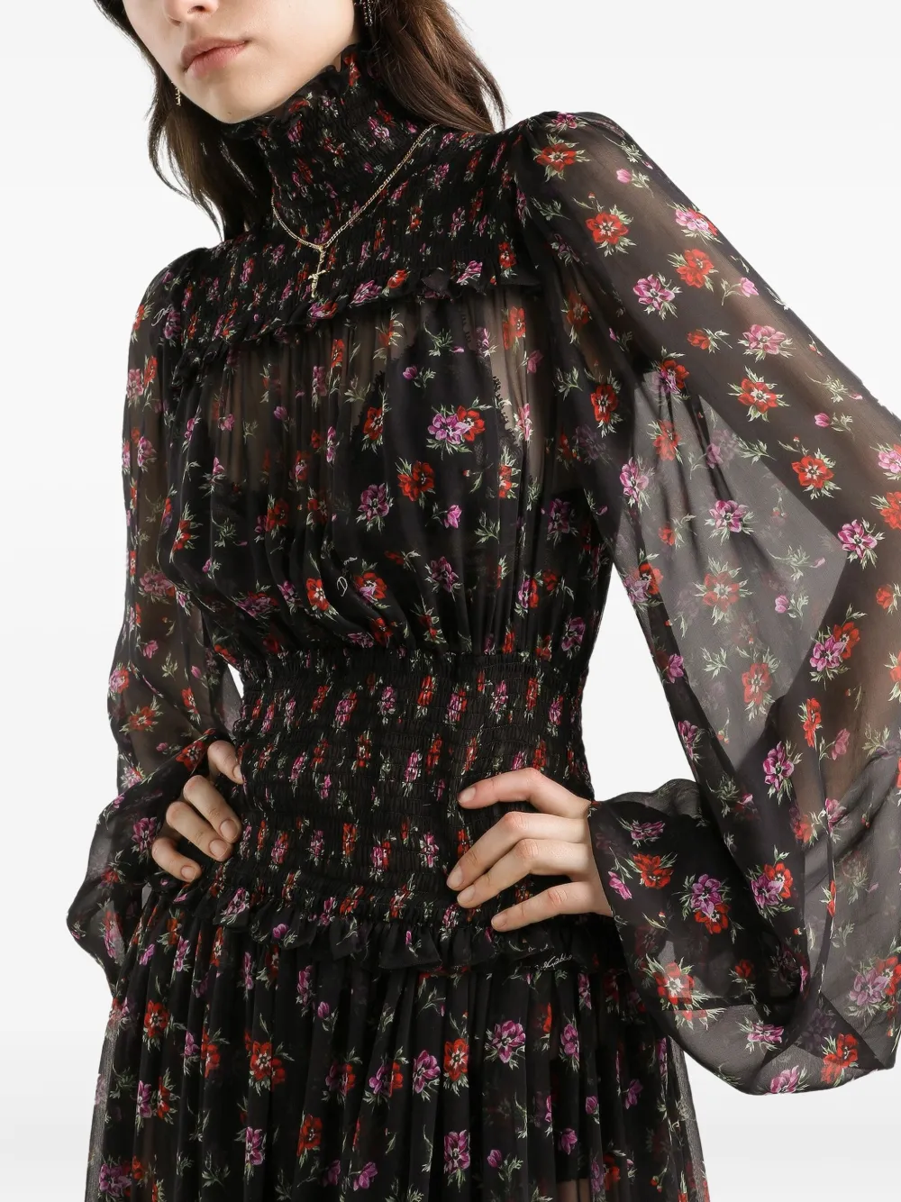 Dolce & Gabbana Maxi-jurk met bloemenprint Zwart
