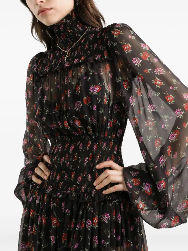 Dolce & Gabbana Floral Print Maxi Dress - Black