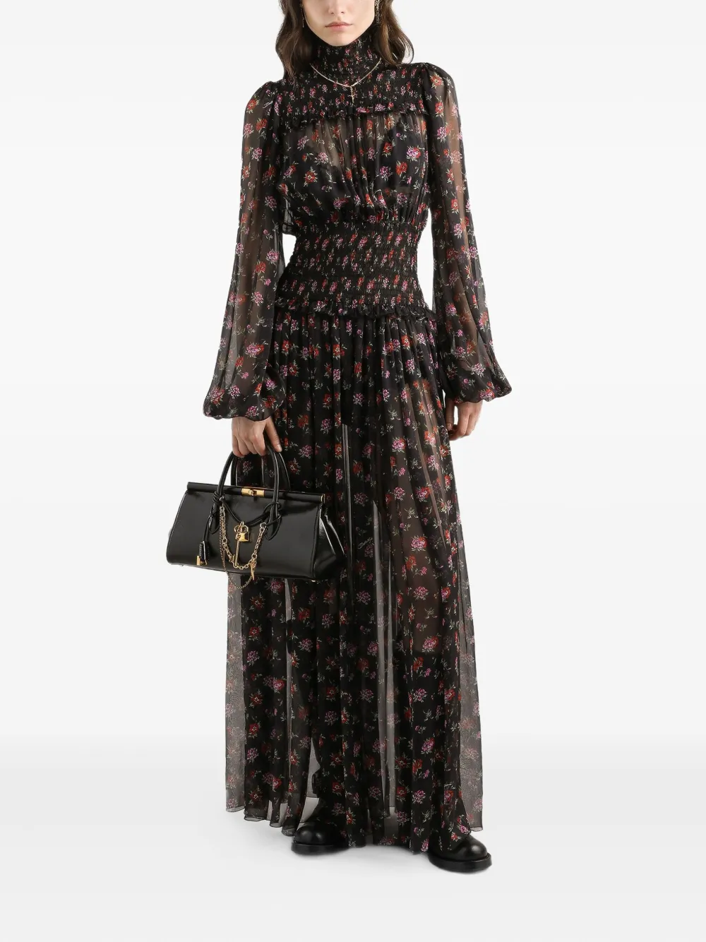 Dolce & Gabbana Maxi-jurk met bloemenprint - Zwart