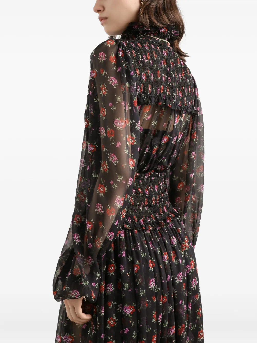 Dolce & Gabbana Maxi-jurk met bloemenprint Zwart