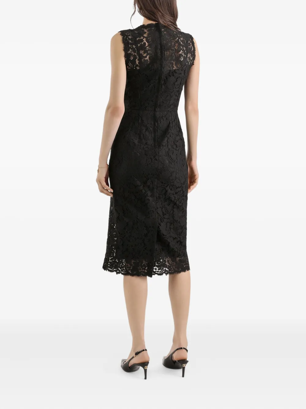 Dolce & Gabbana Mouwloze midi-jurk met kant Zwart