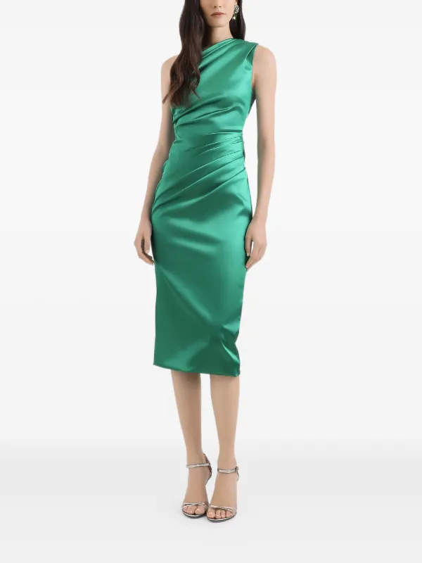 Dolce & Gabbana One-shoulder Stretch Satin Dress - Green Dolce & Gabbana One-shoulder Stretch Satin Dress - Green