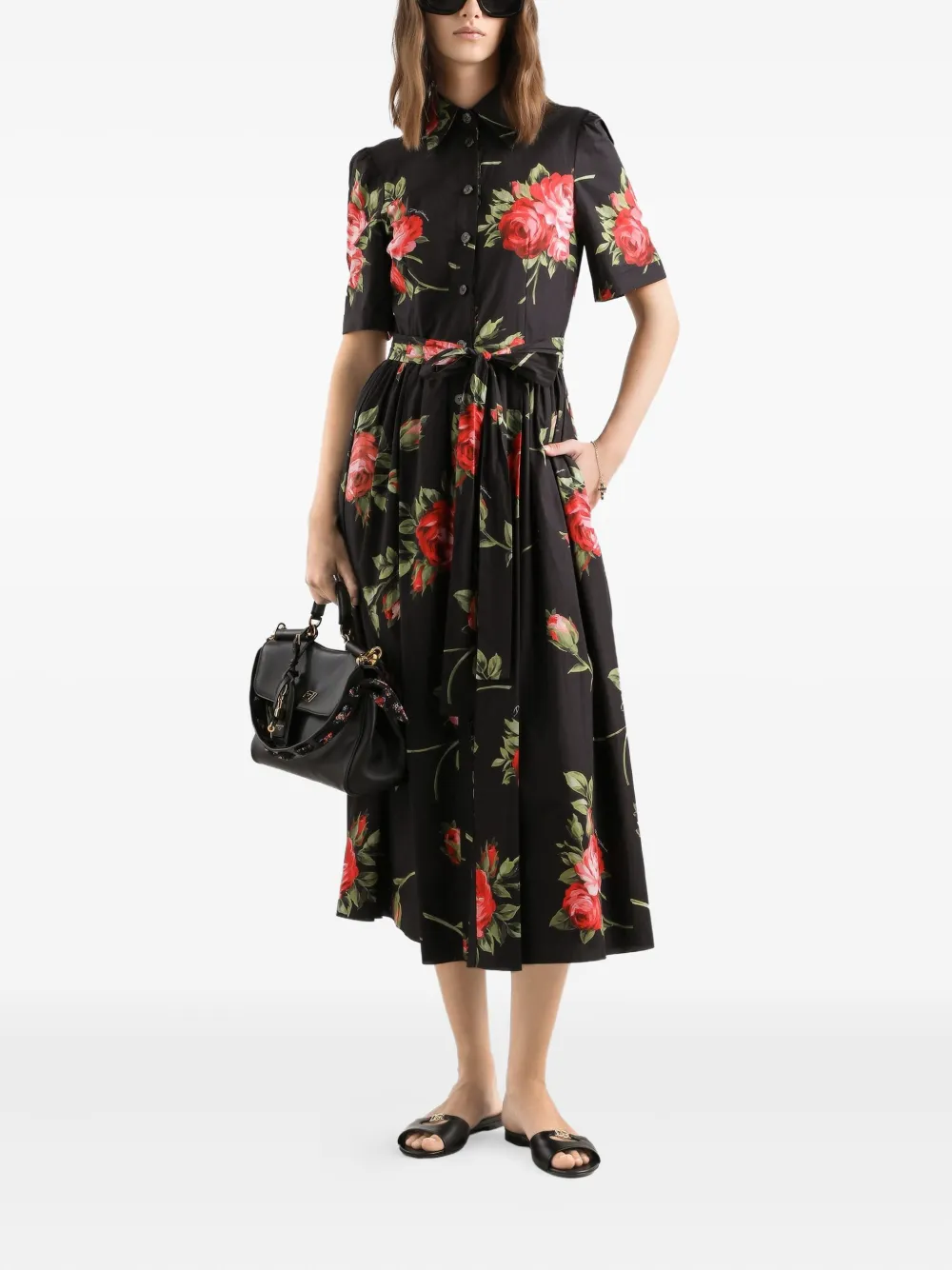 Dolce & Gabbana Midi-jurk met ceintuur - Zwart
