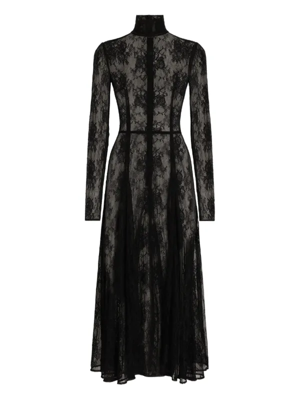 Dolce & Gabbana Lace high-neck Midi Dress | Black | FARFETCH ID