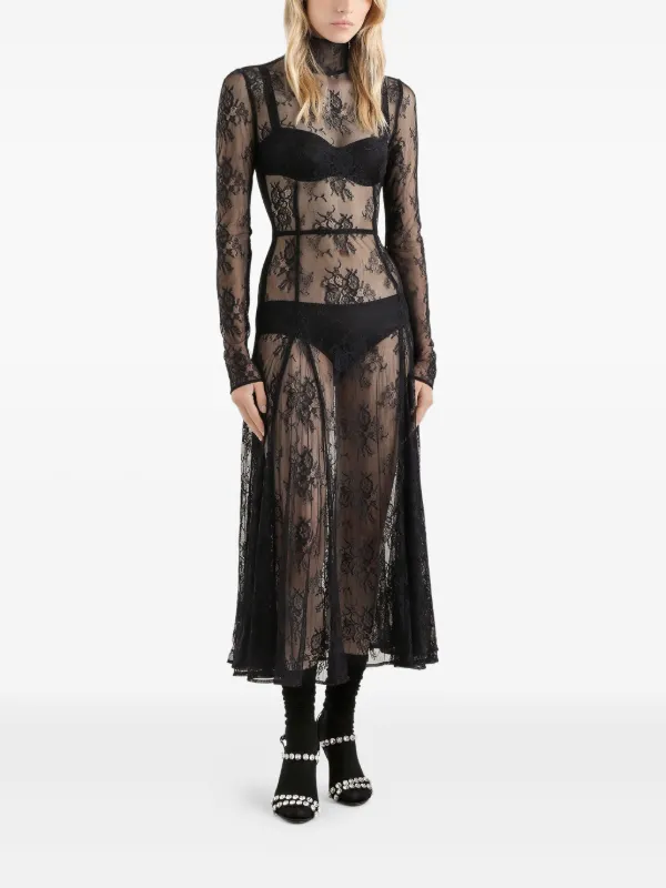 Dolce & Gabbana Lace high-neck Midi Dress | Black | FARFETCH ID