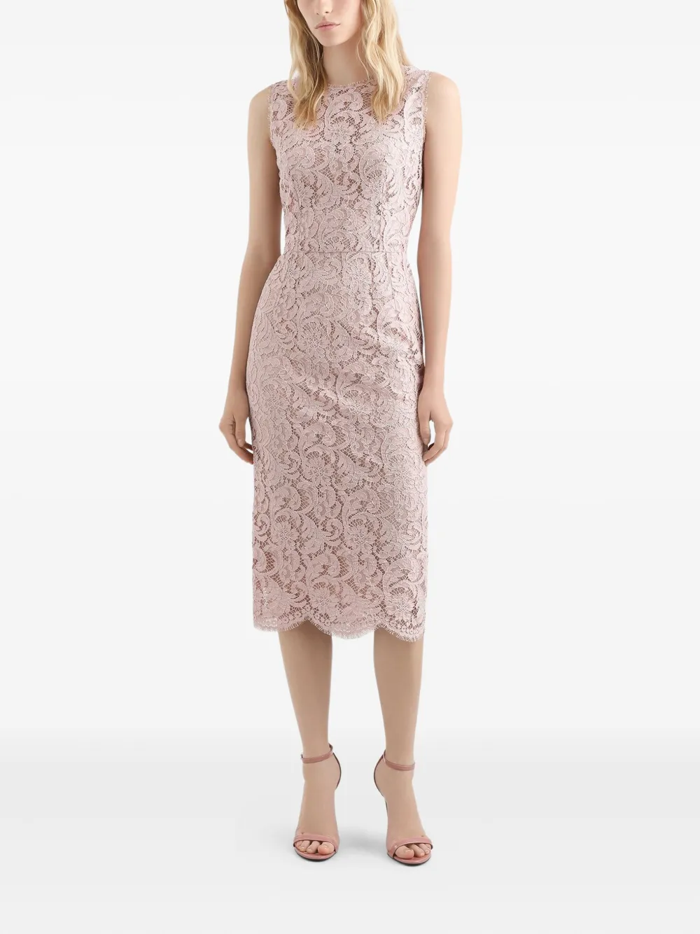 Dolce & Gabbana Cordonetto midi-jurk met kant - Roze