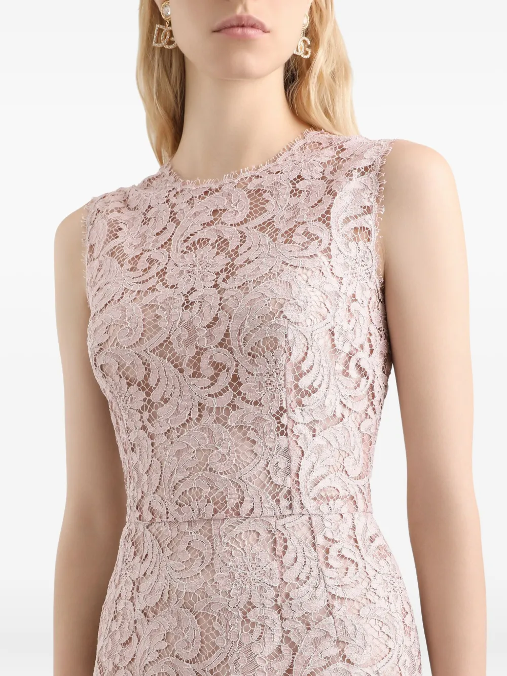 Dolce & Gabbana Cordonetto midi-jurk met kant Roze