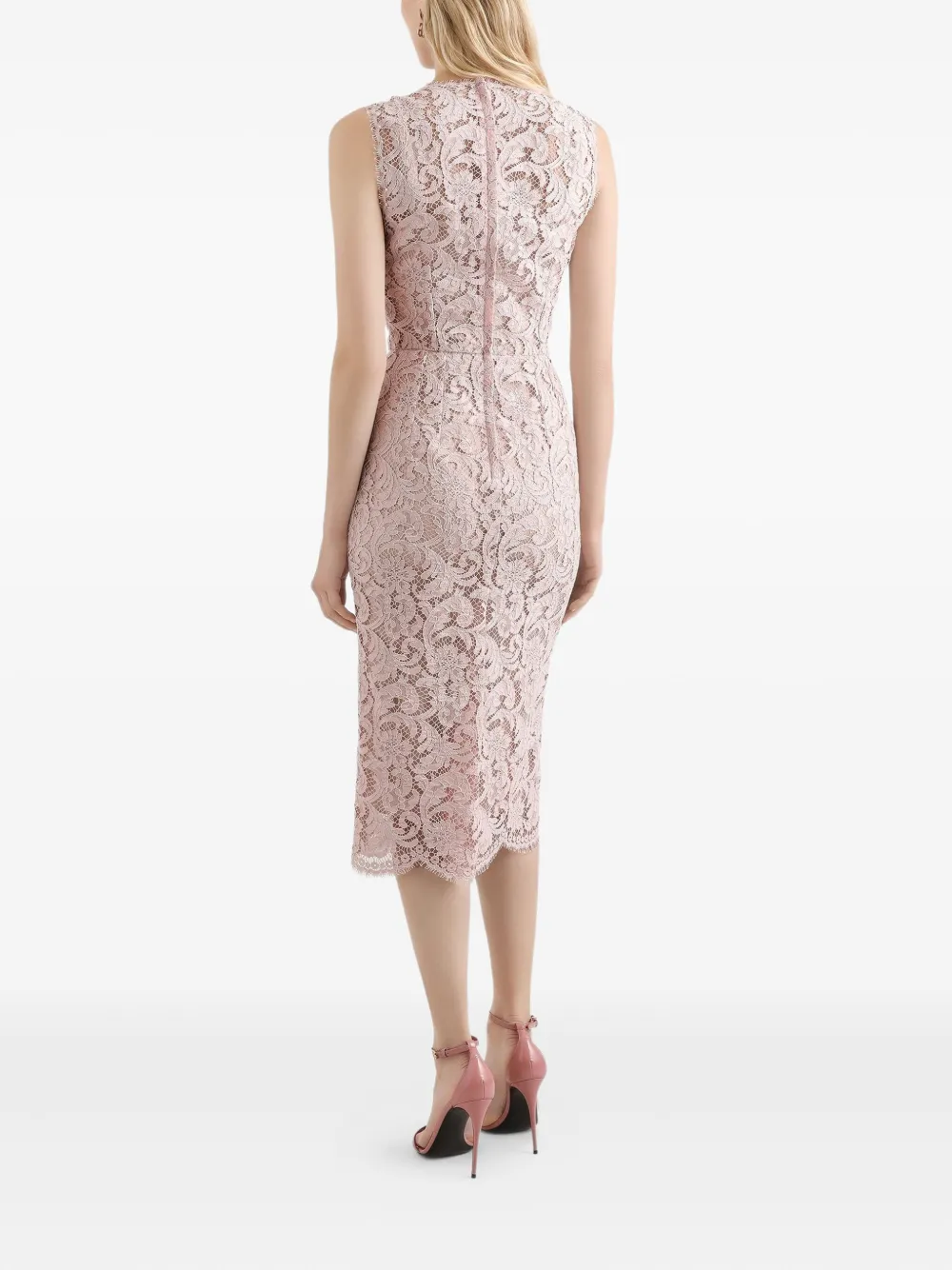 Dolce & Gabbana Cordonetto midi-jurk met kant Roze