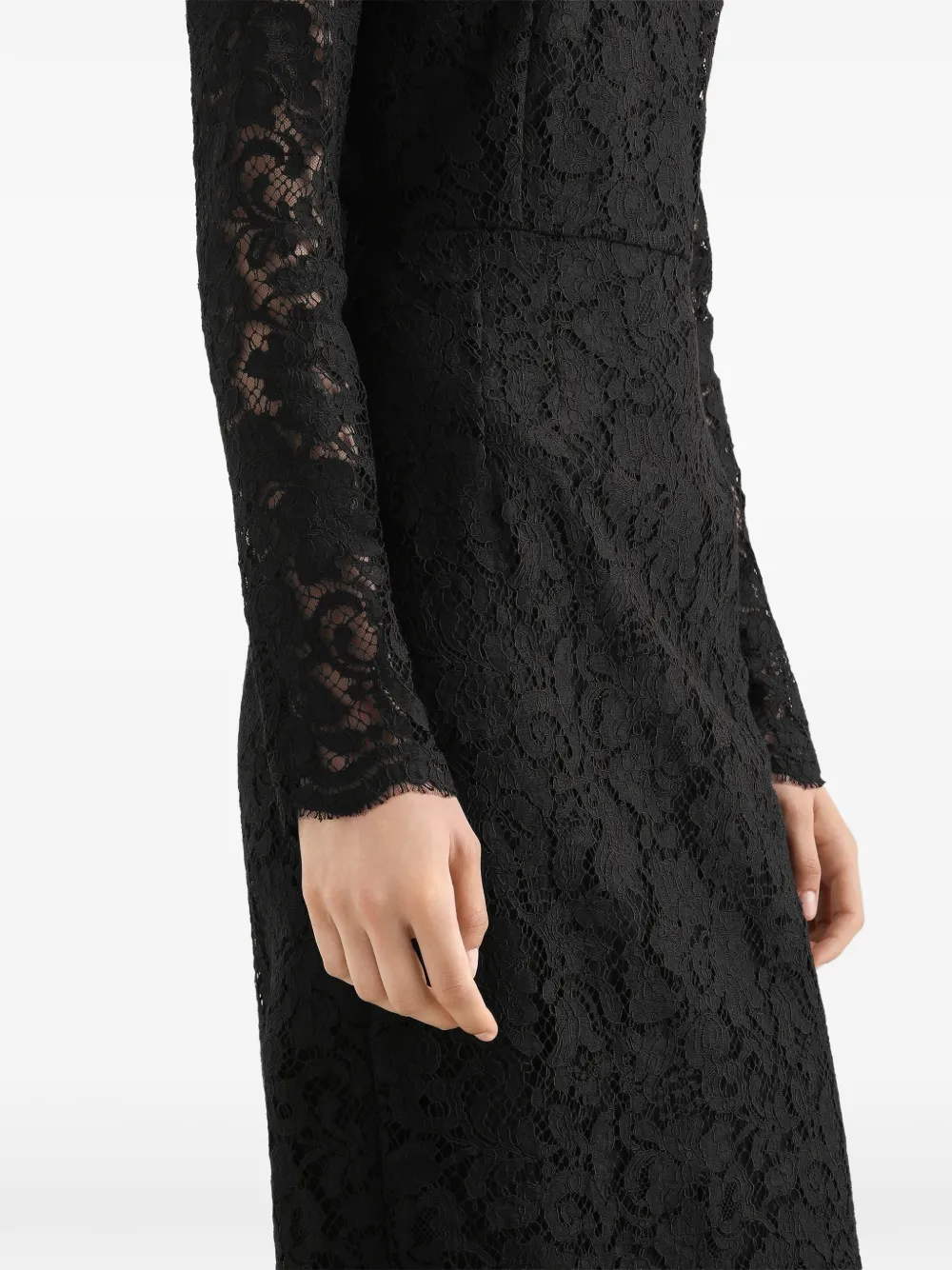 Dolce & Gabbana Midi-jurk met lange mouwen Zwart