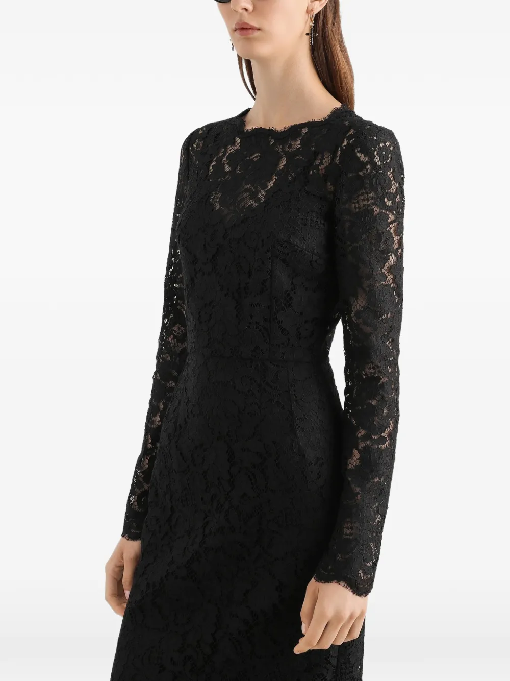 Dolce & Gabbana Midi-jurk met lange mouwen Zwart
