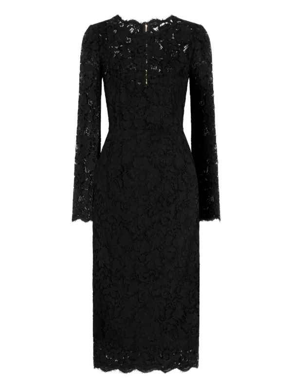 dolce and gabbana black midi dress Dolce&Gabbana - Black midi dress with silk in Bluebell floral print F6GAYTFSA6C