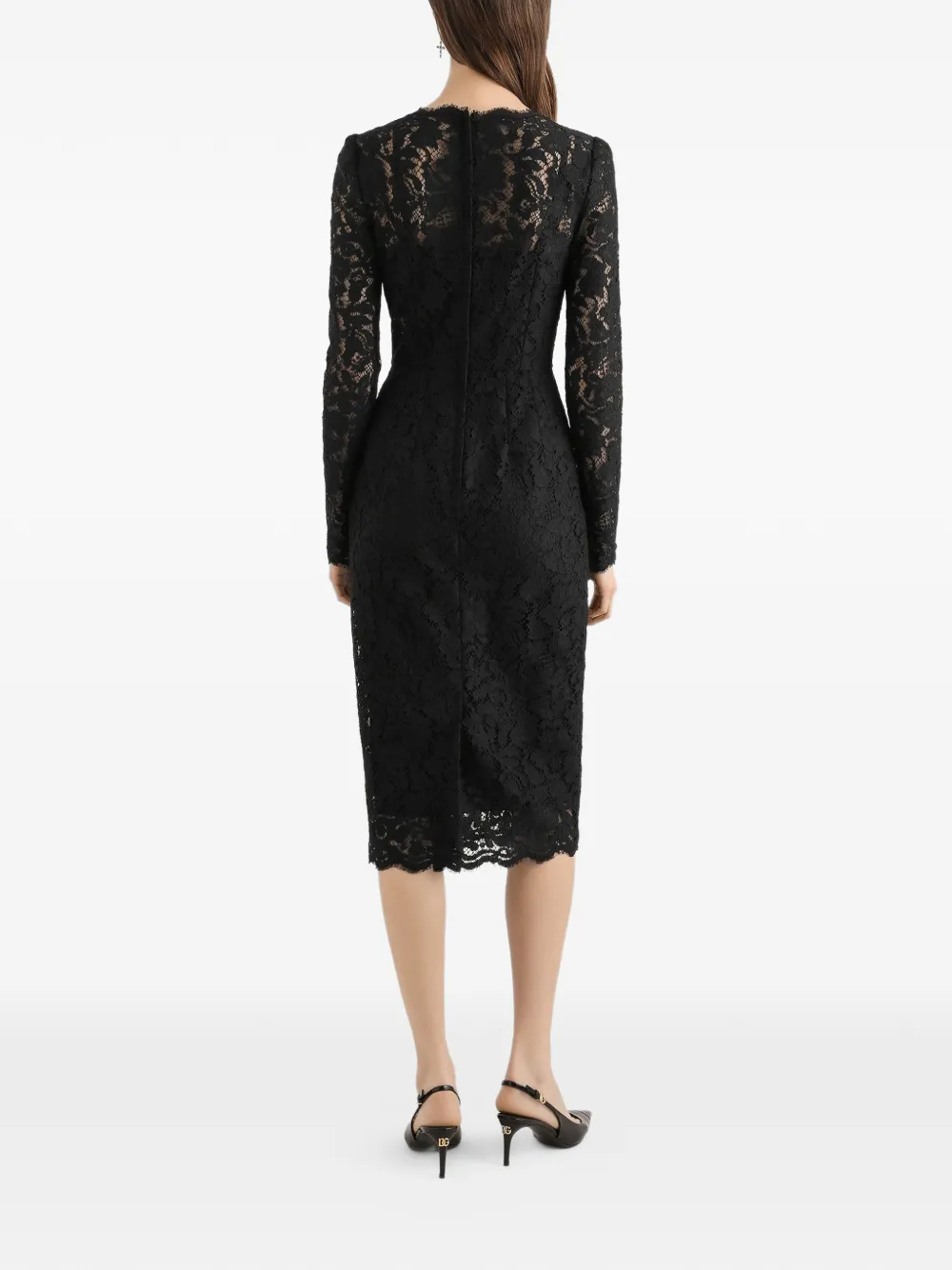 Dolce & Gabbana Midi-jurk met lange mouwen Zwart