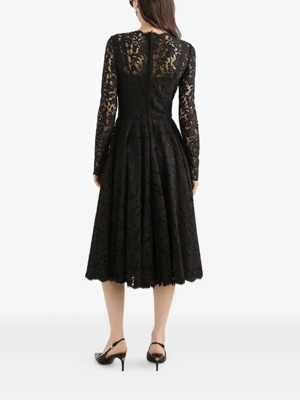 Dolce & Gabbana Midi-jurk met lange mouwen Zwart