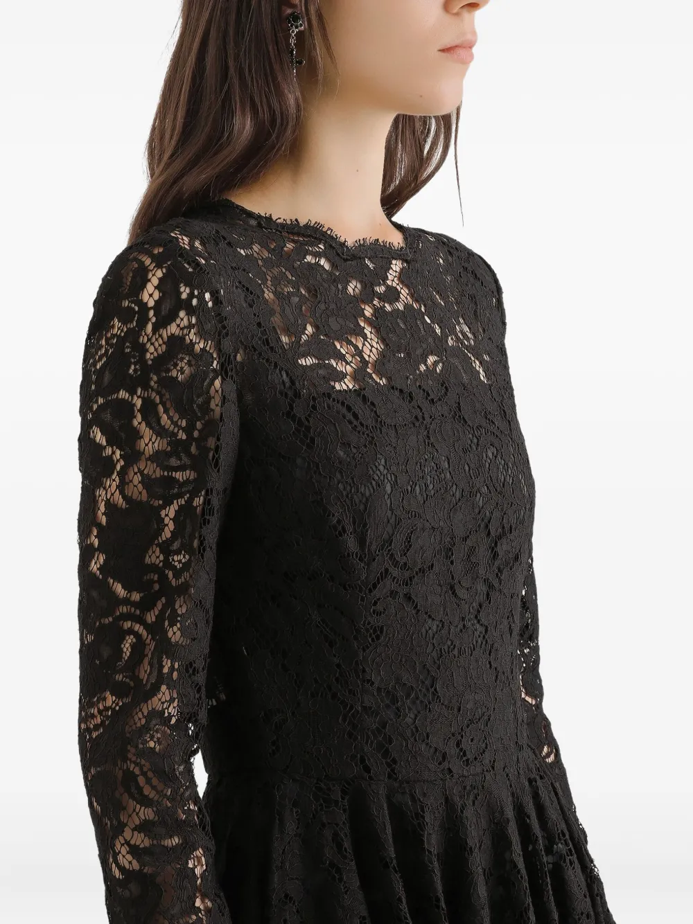 Dolce & Gabbana Midi-jurk met lange mouwen Zwart