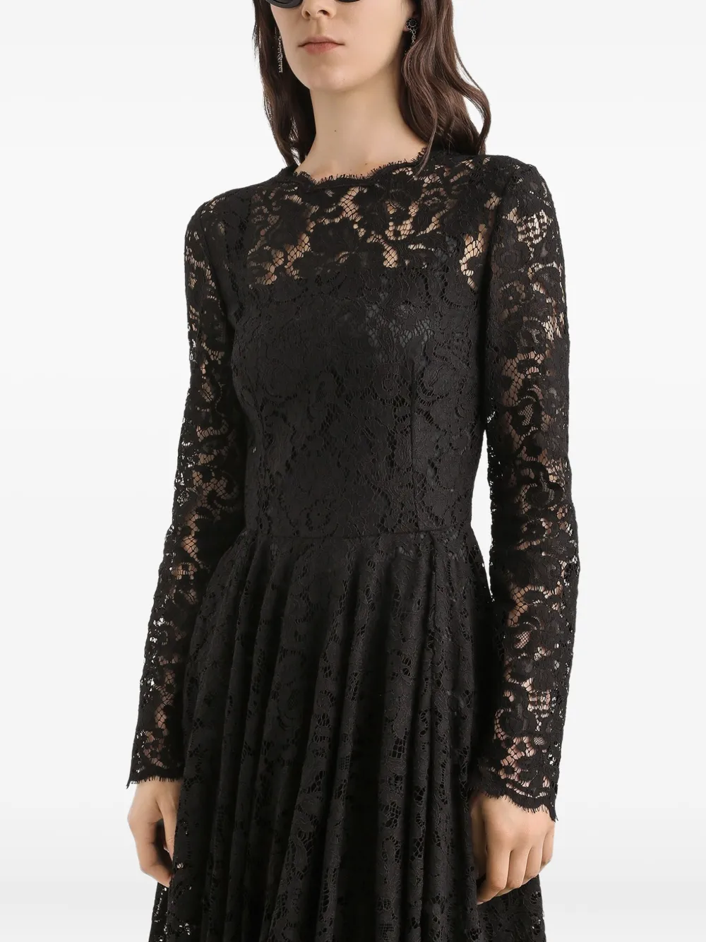 Dolce & Gabbana Midi-jurk met lange mouwen Zwart