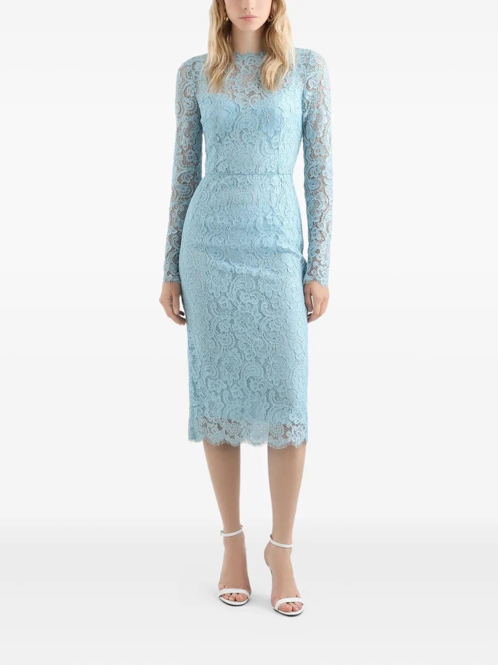 Dolce & Gabbana Kanten jurk en lange mouwen - Blauw