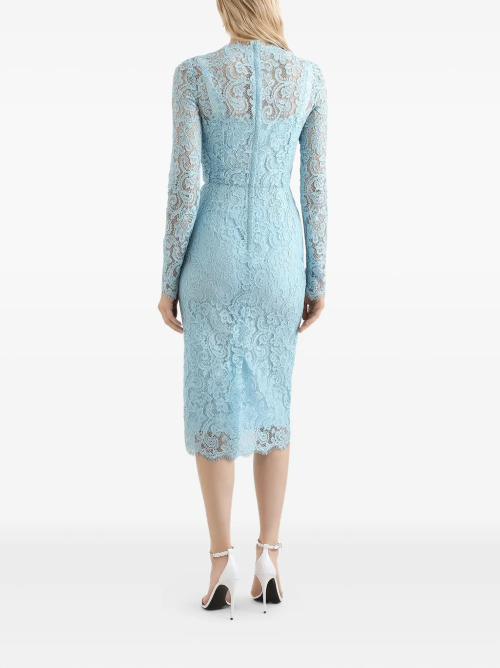 Dolce & Gabbana Cordonetto midi-jurk met kant Blauw