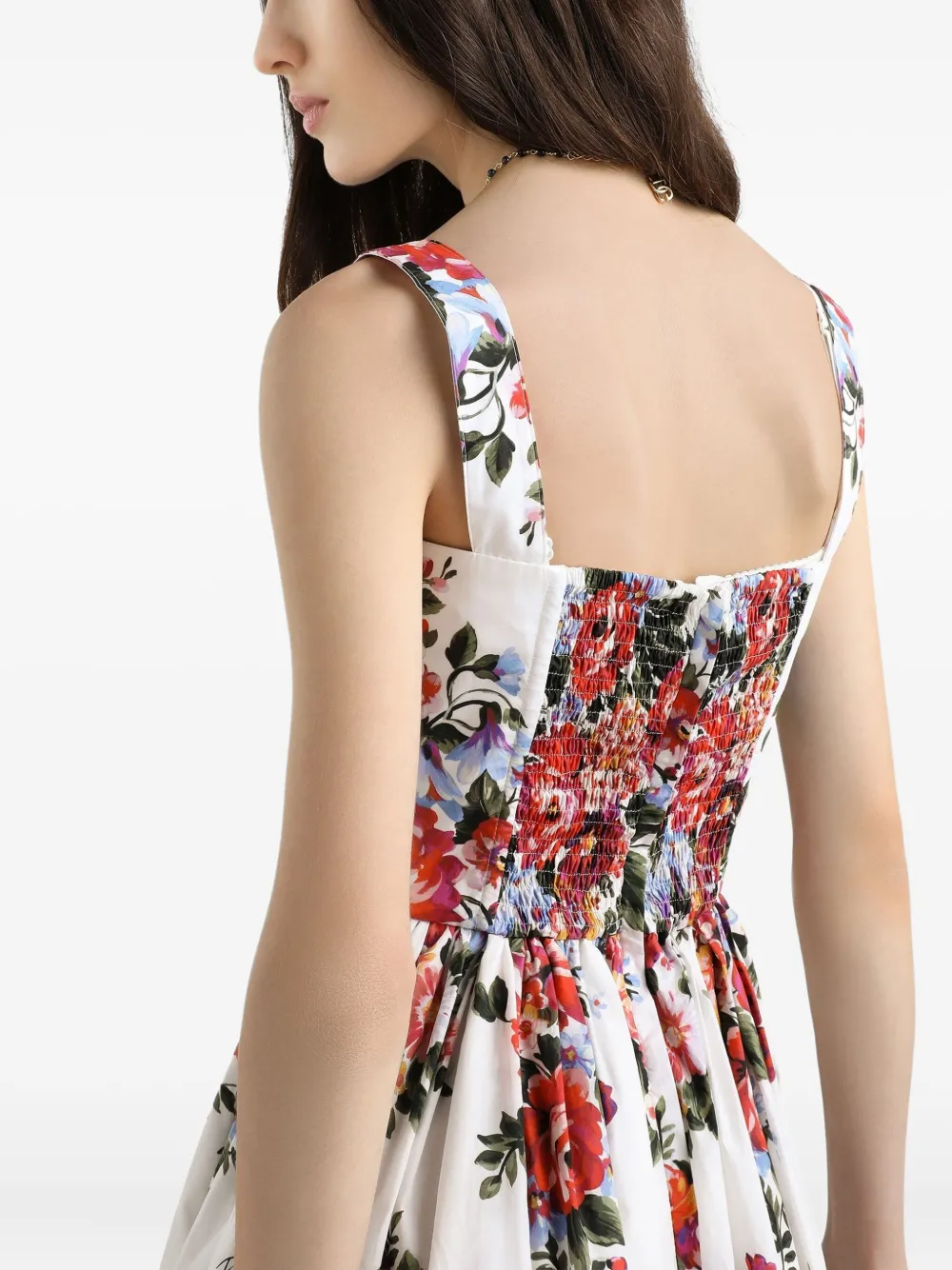 Dolce & Gabbana Midi-jurk met bloemenprint Wit