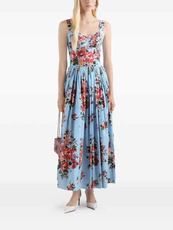 Dolce & Gabbana Flower bouquet-print Maxi Dress | Blue | FARFETCH Dolce & Gabbana Flower bouquet-print Maxi Dress | Blue | FARFETCH