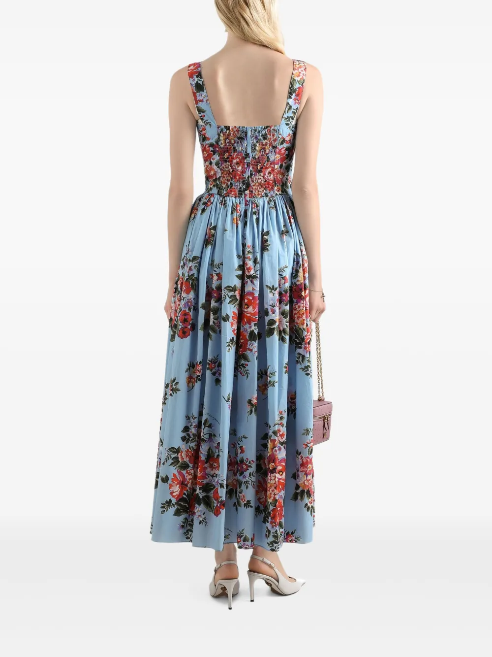 Dolce & Gabbana Maxi-jurk met bloemenprint Blauw