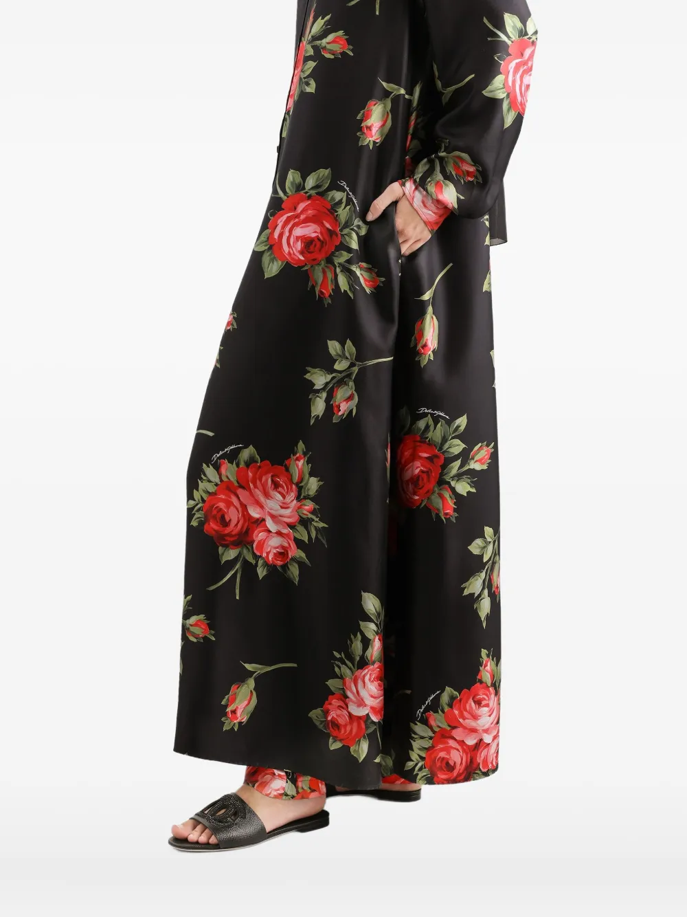 Dolce & Gabbana Maxi-jurk met bloemenprint Zwart