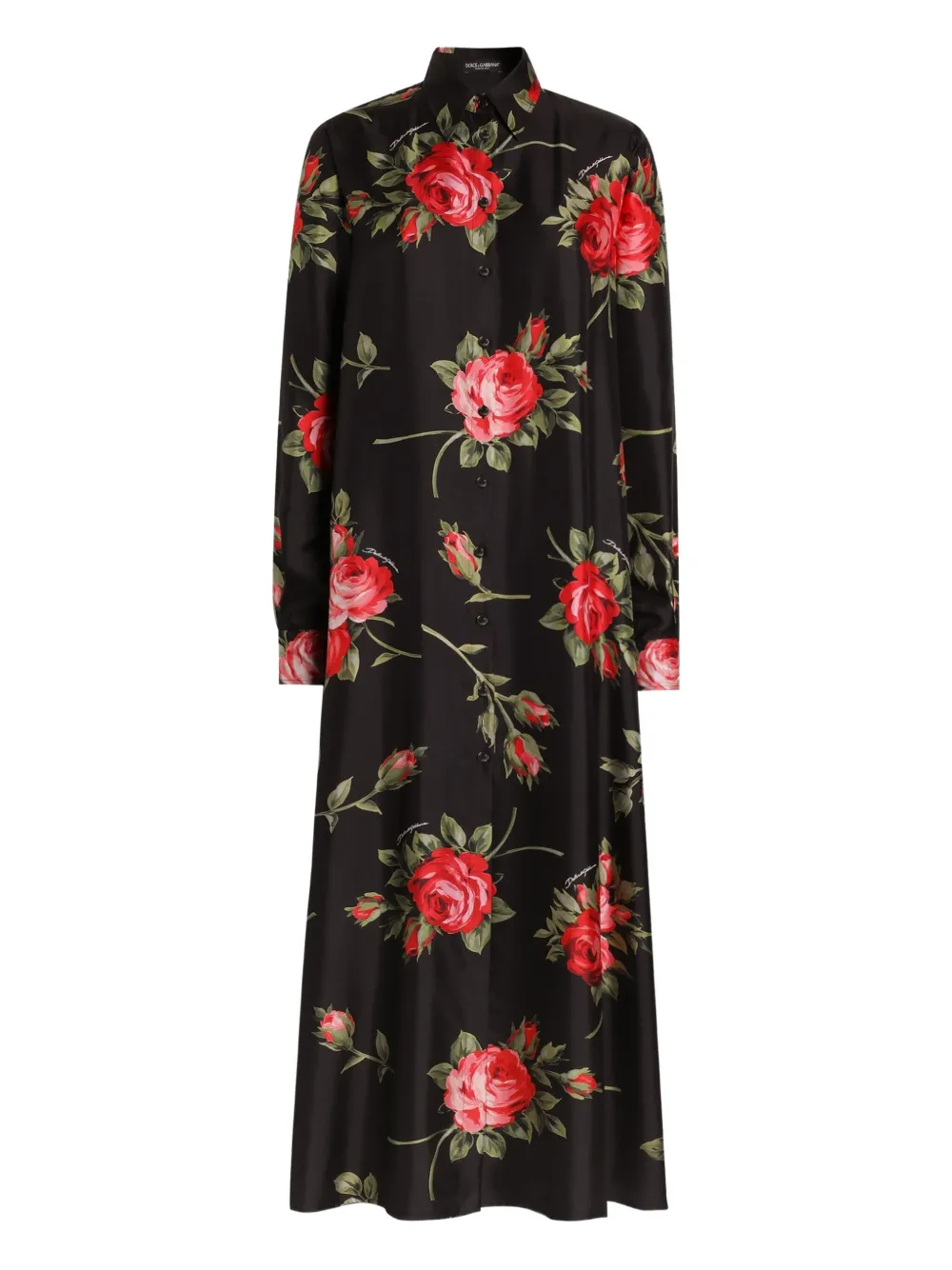 Dolce & Gabbana Maxikleid mit Blumen-Print - Schwarz