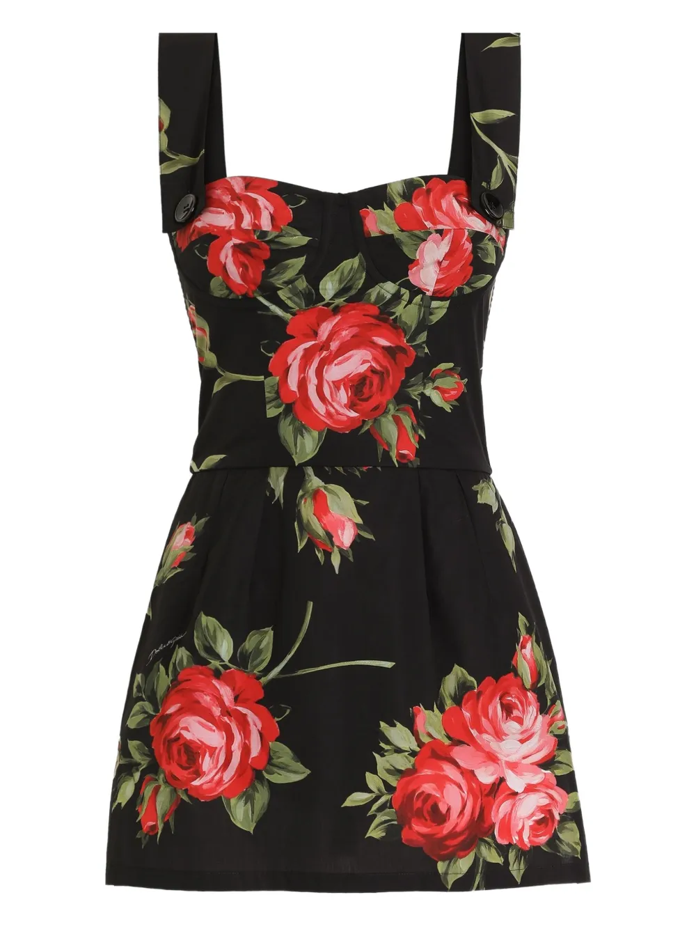 Dolce & Gabbana floral button-strap mini dress - Black