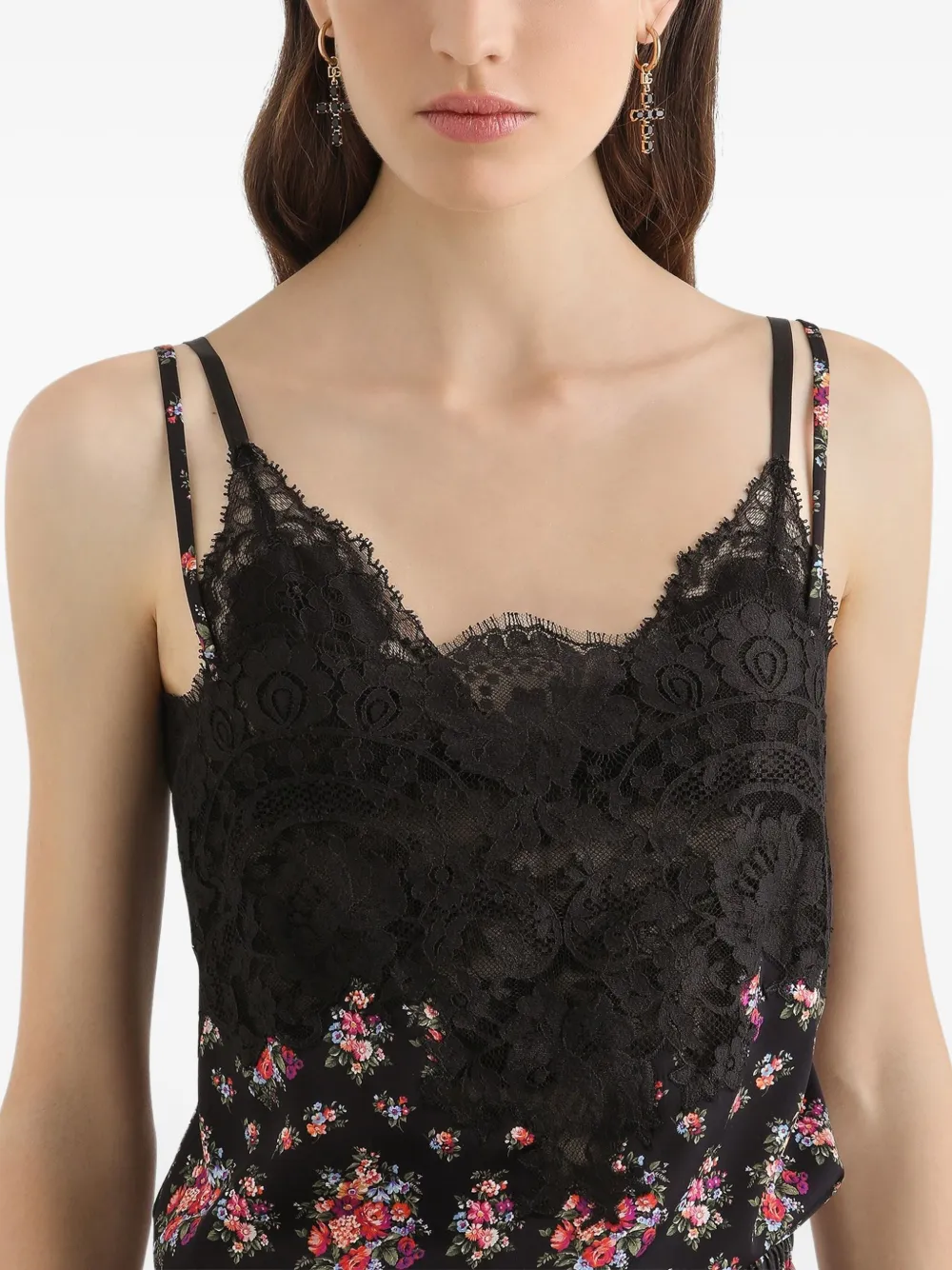Dolce & Gabbana Tanktop met bloemenkant Zwart
