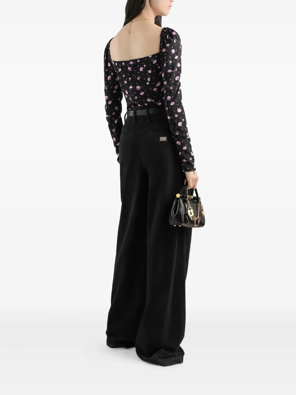 square-neck floral blouse